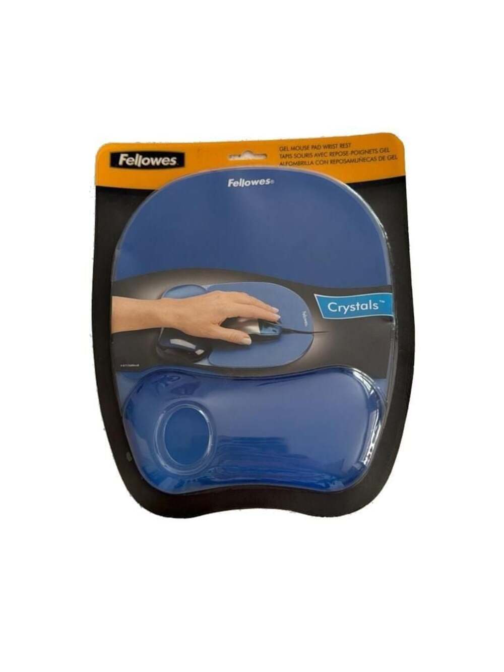 Fellowes Crystals Gel Mouse Pad with Wrist Rest, Blue (91141)